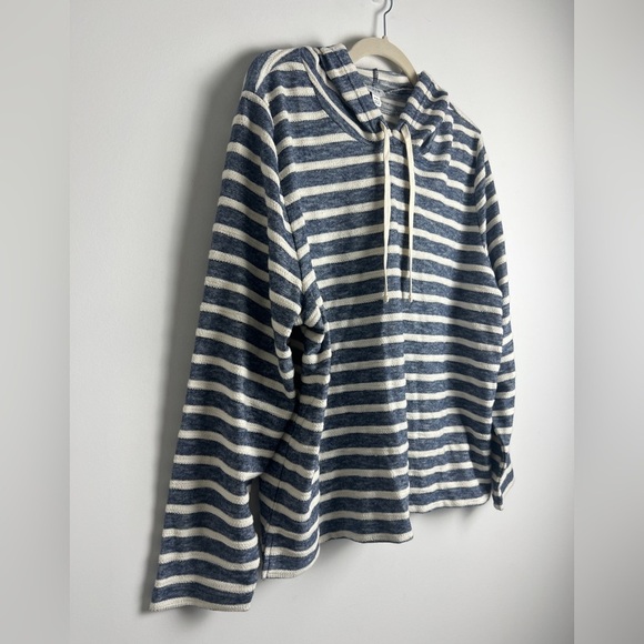 NEW J. Crew Factory Women's XXL Blue & White Striped Pullover Hoodie Coastal - Picture 3 of 8